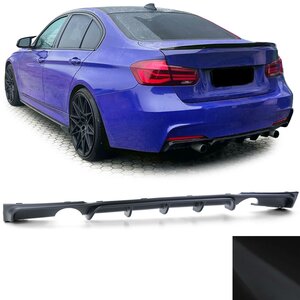 Bmw 3 serie F30 M Pakket Achterbumper Diffuser Mat Zwart Dubbele Uitlaat Uitsparing