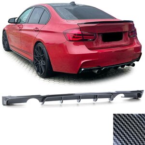 Passend Voor Bmw 3 serie F30 M Pakket Achterbumper Carbon Look Zwart Dubbele Uitlaat Uitsparing