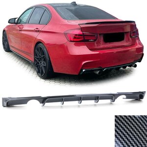 Bmw 3 serie F30 M Pakket Achterbumper Carbon Look Zwart Dubbele Uitlaat Uitsparing