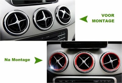 Passend Voor Mercedes Benz Cla Gla A Klasse W176 W246 W117 X156 Luchtrooster Dashboard Ringen Decoratie Rood Geanodiseerd AMG look