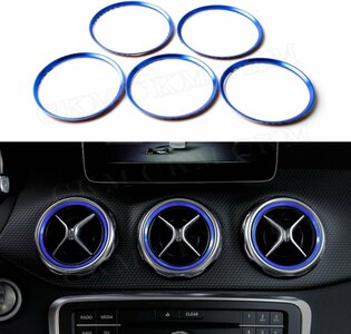 Passend Voor Mercedes Benz Cla Gla A Klasse W176 W246 W117 X156 Luchtrooster Dashboard Ringen Decoratie Blauw Geanodiseerd AMG look