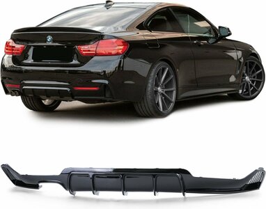 Passend Voor Bmw 4 serie F32 F33 F36 M Pakket Achterbumper Diffuser Glans Zwart Dubbele Uitlaat Uitsparing M Performance Look