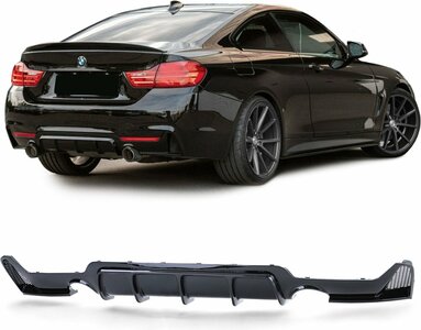 Passend Voor Bmw 4 serie F32 F33 F36 M Pakket Achterbumper Diffuser Glans Zwart Uitlaat L en R Uitsparing M Performance Look 