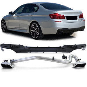Passend Voor Bmw 5 Serie F10 V8 Uitlaat Look Ombouw Set + Diffuser Glans Zwart