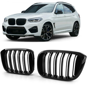 Passend Voor Bmw X3 G01 Sport Nieren / Grill Hoogglans Dubbele Spijl Hoogglans Zwart