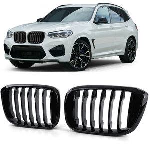 Passend Voor Bmw X3 G01 Sport Nieren / Grill Hoogglans Enkele Spijl Hoogglans Zwart