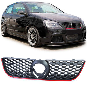 Sport Grill GTI Look met Rode Bies Geschikt Voor Volkswagen Polo 9N3 2005 t/m 2009