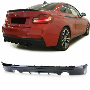 Bmw 2 serie F22 F23 M Pakket Achterbumper Diffuser Glans Zwart Dubbele L + R Uitlaat Uitsparing M Performance Look 