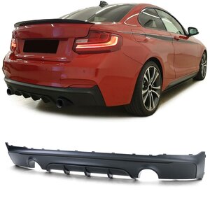 Bmw 2 serie F22 F23 M Pakket Achterbumper Diffuser Mat Zwart Dubbele L + R Uitlaat Uitsparing M Performance Look 