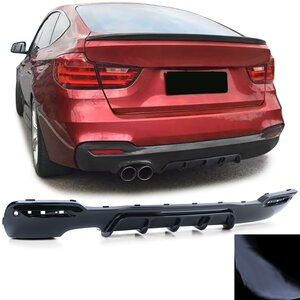 Passend Voor Bmw 3 serie F34 GT M Pakket Achterbumper Diffuser Glans Zwart Dubbele Uitlaat Uitsparing Links