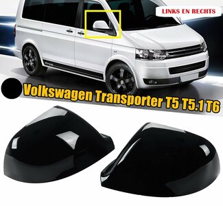 Spiegel Buitenspiegel Spiegelkappen Hoogglans Zwart Geschikt Voor Volkswagen Vw Transporter T5 T5.1 T6 
