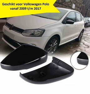 Spiegel Buitenspiegel Spiegelkappen Hoogglans Zwart R20 Look Geschikt Voor Volkswagen Polo 6R 6C 