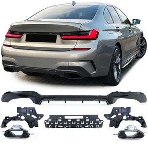 Passend Voor Bmw 3 serie G20 G21 M Pakket M 340 Look Achterbumper Diffuser Glans Zwart Uitlaat L en R Performance Look 320 330 M3