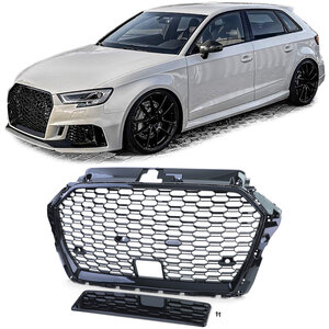 Audi A3 8V Met ACC RS3 Look Sport Grill Zonder Embleem Hoogglans Zwart Honingraat 