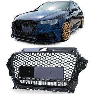 Sport Grill Zonder Embleem Hoogglans Zwart Honingraat Geschikt Voor Audi A3 8V 2012 t/m 2016 RS3 Look 