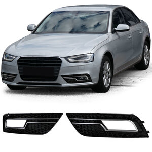 Audi A4 B8 2011 t/m 2015 Honingraat Grill Afdekkap Mistlampen Chrome Glans Zwart