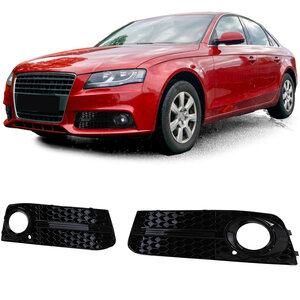 Honingraat Grill Afdekkap Mistlampen Glans Zwart Geschikt Voor Audi A4 B8 2007 t/m 2011 