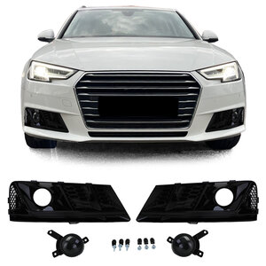  Honingraat Grill Afdekkap Mistlampen Glans Zwart Geschikt Voor Audi A4 B9 2015 t/m 2019