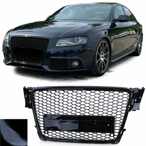 Audi A4 B8 07 t/m 11 Sport Grill Zonder Embleem Glans Zwart Honingraat 