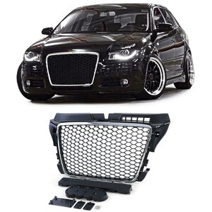 Look Sport Grill Zonder Embleem Chrome Zwart Honingraat Geschikt Voor Audi A3 8P 2008 t/m 2013 RS3 