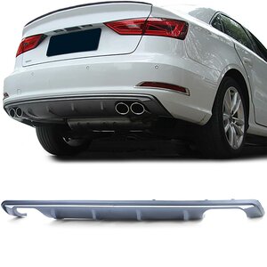 Diffuser Sport Valance Spoiler 2 x uitlaat uitsparing S3 Geschikt Voor Audi A3 8V Limousine Cabriolet S Line look 