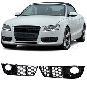 Audi A5 8T 2007 t/m 2011 Honingraat Grill Afdekkap Mistlampen Glans Zwart