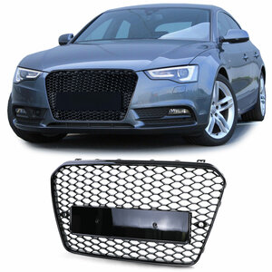 Honingraat Design Sport Grill Zonder Embleem Hoogglans Zwart Geschikt Voor Audi A5 8T Facelift 11 t/m 15 