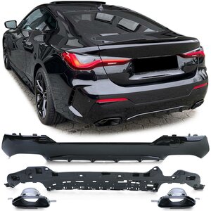 Passend Voor Bmw 4 Serie G22 G23 Sport Diffuser M440 440 Look Uitlaten Uitlaat Glans Zwart