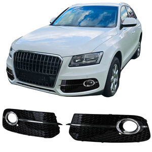 Honingraat Grill Afdekkap Mistlampen Glans Zwart Geschikt Voor Audi Q5 8R 2012 t/m 2016 