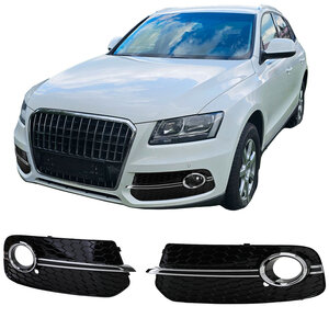 Honingraat Grill Afdekkap Mistlampen Chrome Glans Zwart Geschikt Voor Audi Q5 8R 2012 t/m 2016 
