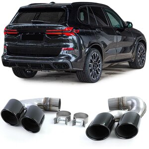 Passend Voor BMW X5 G05 M Pakket 40i Uitlaat Sierstuk Dubbel Rond Noir RVS