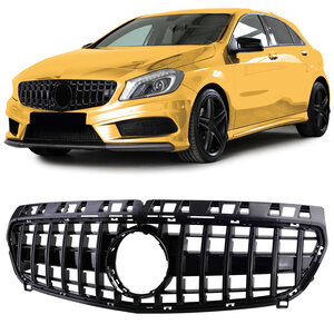 Passend Voor Mercedes A Klasse W176 Sport Grill Hoogglans Zwart Panamericana 2012 t/m 2015
