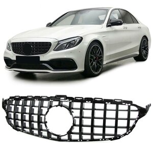 Passend Voor Mercedes C Klasse W205 Sport Grill Hoogglans Zwart Panamericana