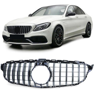 Passend Voor Mercedes C Klasse W205 Sport Grill Hoogglans Zwart / Chrome Panamericana