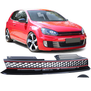 Embleemloze Sport Grill Hoogglans Zwart Geschikt Voor Volkswagen Golf 6 GTI 
