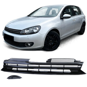 Volkswagen Golf 6 Embleemloze Sport Grill Hoogglans Zwart 