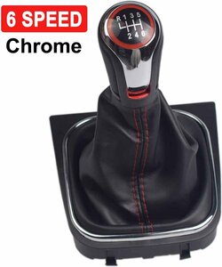 Lederen Sport Pook Schakel Pook 6 Speed Chrome Geschikt Voor Volkswagen Golf 6 