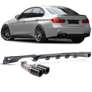 Passend Voor Bmw 3 serie F30 / F31 M Pakket Diffuser Carbon Look + Black Uitlaat sierstuk 316 318 320