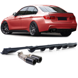 Bmw 3 serie F30 / F31 M Pakket Diffuser Mat Zwart + Black Uitlaat sierstuk 316 318 320