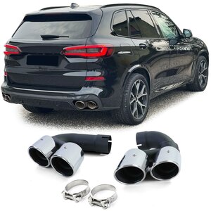 Passend Voor BMW X6 G06 M Pakket 40i Uitlaat Sierstuk Dubbel Rond Chrome RVS