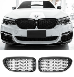 Passend Voor Bmw 5 Serie G30 G31 M5 Grill  Hoogglans Zwart M Performance Zilver Diamond Style