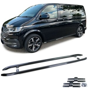 Sidebars RVS Hoogglans Zwart Geschikt  Voor Volkswagen Transporter T5 T6 