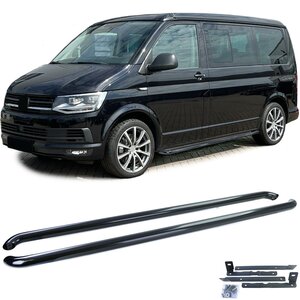 Sidebars RVS Hoogglans Zwart Versie 2 Geschikt Voor Volkswagen Transporter T5 T6 
