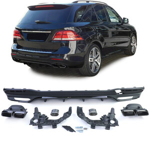 Mercedes GLE W166 63AMG Look Black Uitlaat Sport Diffuser Hoogglans Zwart