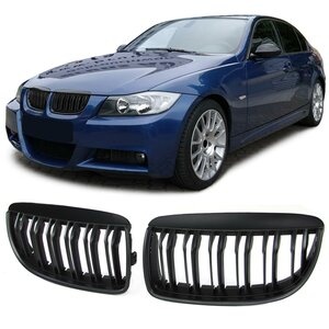 Passend Voor Bmw 3 serie E90 E91 Grill Mat Zwart Dubbele M Spijl 