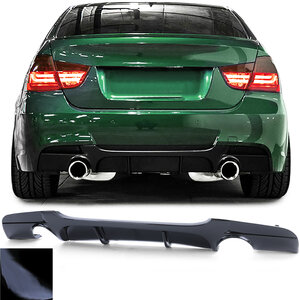 Bmw 3 serie E90 E91 M Pakket Achterbumper Diffuser Glans Zwart 2 x Uitlaat uitsparing L +R