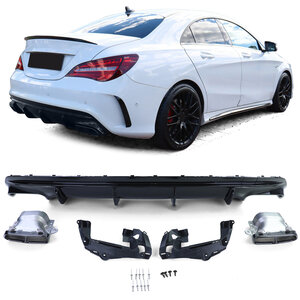 Passend Voor Mercedes CLA C117 AMG Look Uitlaten + Diffuser Glans Zwart Black Exhaust Tip