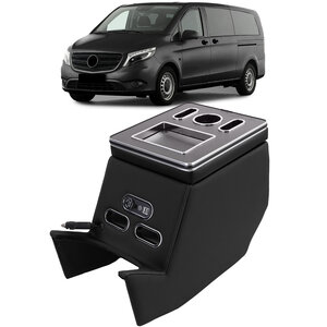 Passend Voor Mercedes V Klasse W447 Luxe USB Middenconsole Organizer Armsteun Middenarmsteun Zwart