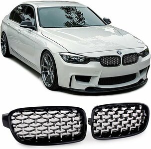 Passend Voor BMW 3 serie F30 F31 Grill Diamond Zilver Zwart