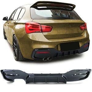 Bmw 1 Serie F20 F21 LCI Achterbumper Diffuser Glans Zwart Dubbele Uitlaat Links